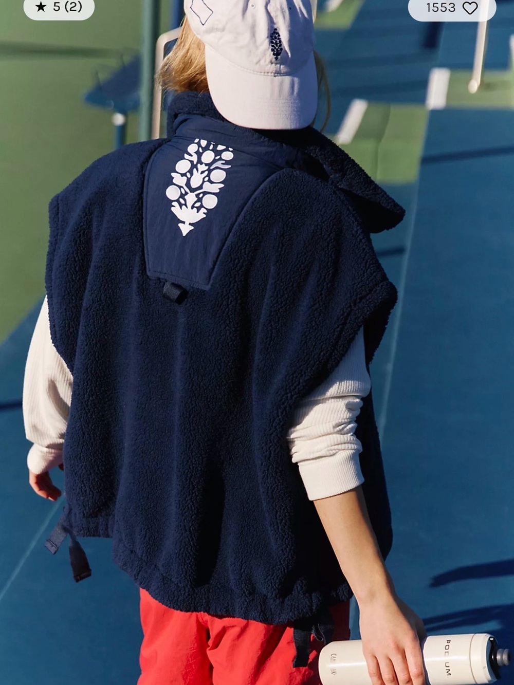 FP Movement by Free People Navy Fleece Vest with White Back Motif
